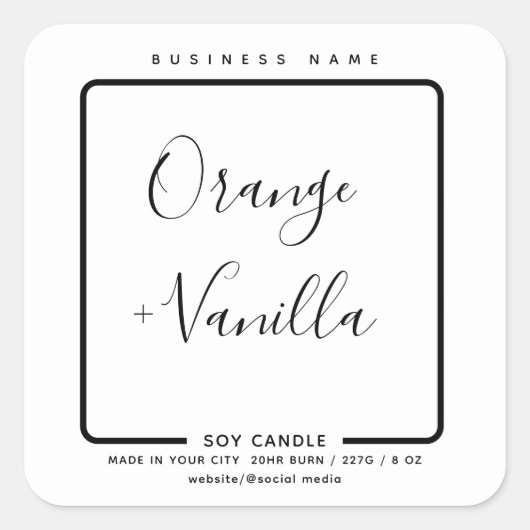 Minimale zwarte witte Moderne luxekaars Vierkante Sticker (Voorkant)