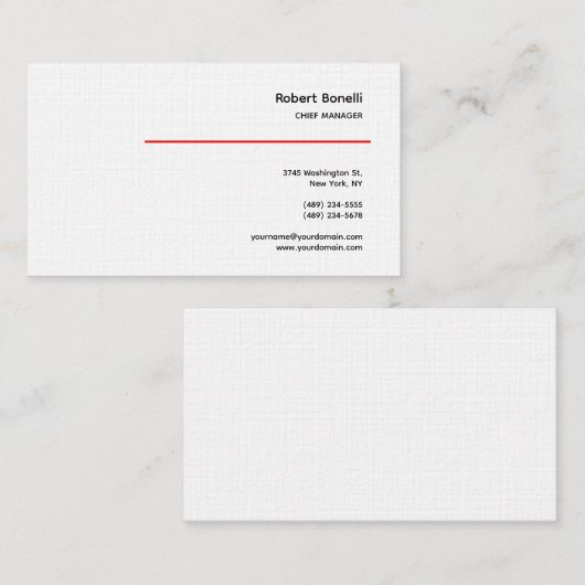 Minimale zwarte witte, moderne platte, lichte linn visitekaartje (Voorkant / Achterkant)