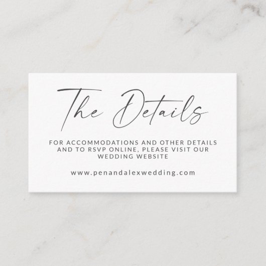 Minimale zwarte witte moderne scriptweduwnaar QR-c Informatiekaartje (Voorkant)