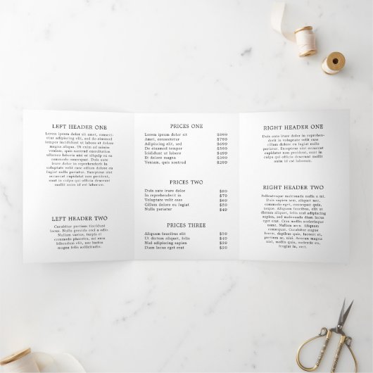 Minimale zwarte witte monogram drievoudige brochur drieluik kaart (Binnen)