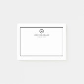 Minimale zwarte witte monongrammen post-it® notes (Voorkant)