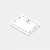 Minimale zwarte witte monongrammen post-it® notes (Schuin)
