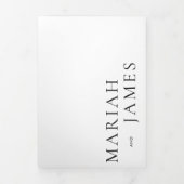 Minimale zwarte witte, oude tekst bruiloft Opslagd Drieluik Uitnodiging (Cover)