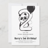 Minimale zwarte & witte Panda 2e verjaardag Kaart (Voorkant)