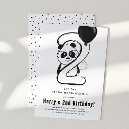 Minimale zwarte & witte Panda 2e verjaardag Kaart
