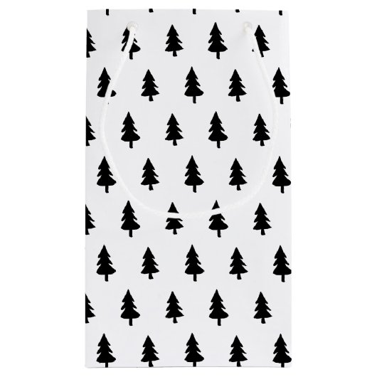 Minimale zwarte witte PINE TREE CHRISTMAS CUSTOM Klein Cadeauzakje (Achterkant)