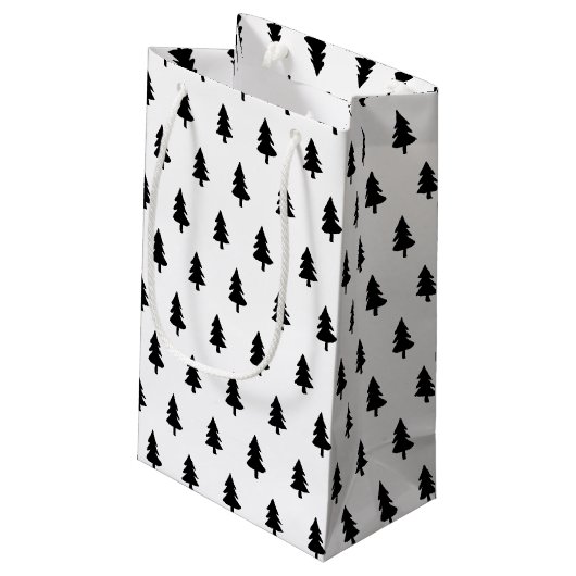 Minimale zwarte witte PINE TREE CHRISTMAS CUSTOM Klein Cadeauzakje (Achterkant Gekanteld)