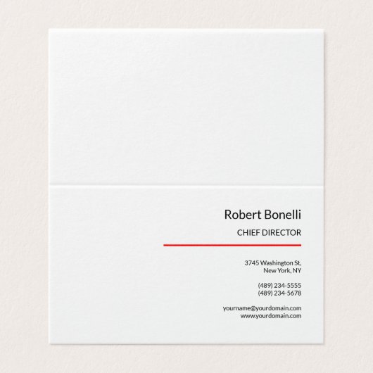 Minimale zwarte witte platte standaard visitekaartje (Buitenkant ongevouwen)