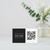 Minimale zwarte witte QR-code voor kleine bedrijve Kortingskaartje (Staand voorkant)