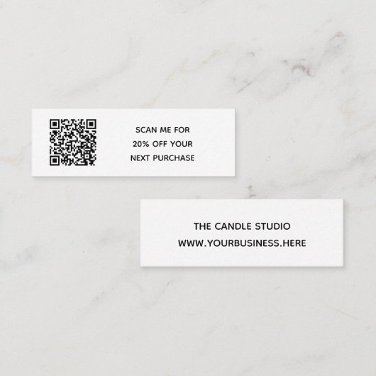 Minimale zwarte witte QR-code voor kleine bedrijve Mini Visitekaartje (Voorkant / Achterkant)