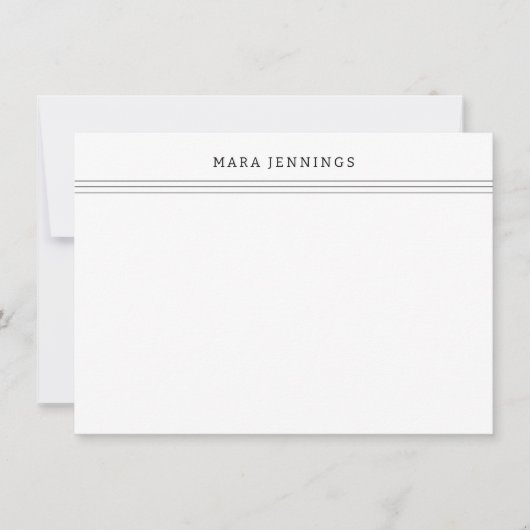 Minimale zwarte witte rand Persoonlijke schrijfben Notitiekaartje (Voorkant)