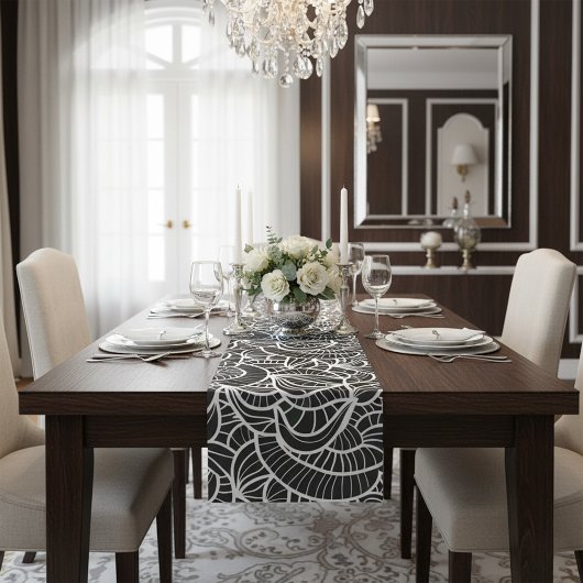 Minimale zwarte & witte rendementspatroon korte tafelloper