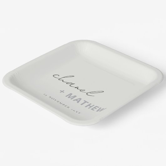 Minimale zwarte witte ritsband papieren bordje (Gebogen)