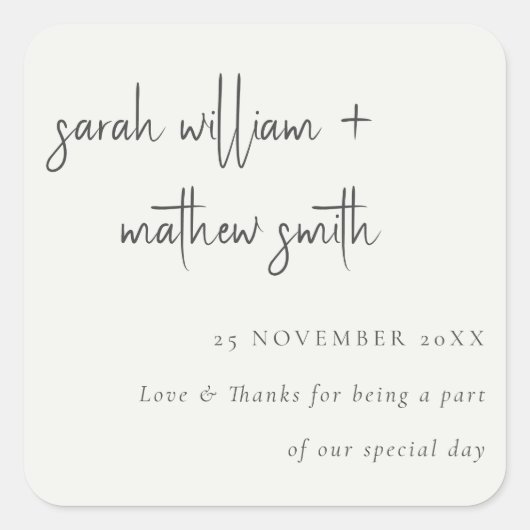 Minimale zwarte witte ritsband vierkante sticker (Voorkant)