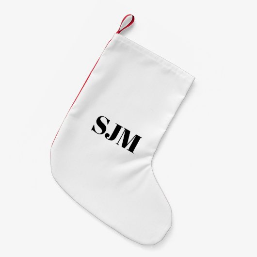 Minimale zwarte witte rode Aangepaste monogram Kleine Kerstsok (Voorkant (Hangend))