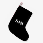 Minimale zwarte witte rode Aangepaste monogram Kleine Kerstsok (Voorkant (Hangend))