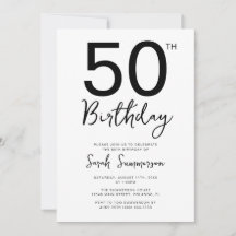 Minimale zwarte witte script 50ste verpartij