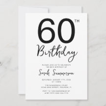 Minimale zwarte witte script 60ste verjaardagsfees
