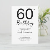Minimale zwarte witte script 60ste verjaardagsfees kaart (Staand voorkant)
