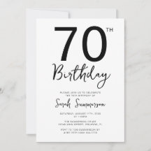 Minimale zwarte witte script 70ste verpartij