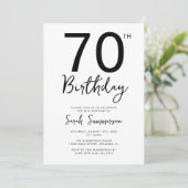 Minimale zwarte witte script 70ste verpartij kaart (Staand voorkant)