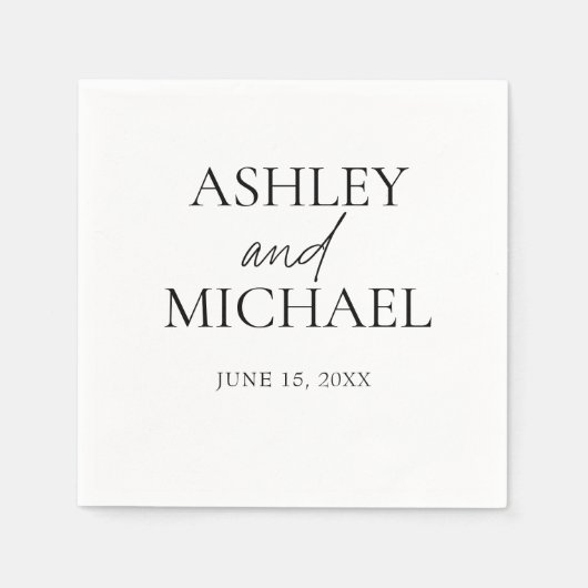 Minimale zwarte witte scriptdatum voor Bride- en G Servet (Voorkant)