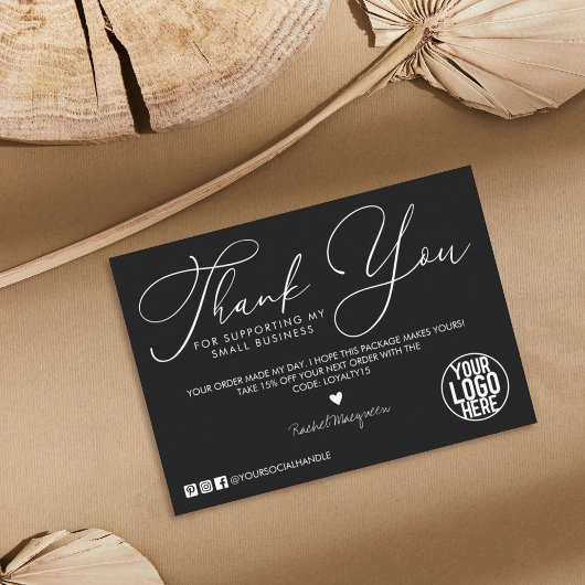 Minimale zwarte witte scriptklant Hartelijk dank Visitekaartje