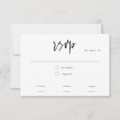 Minimale zwarte witte scriptmaaltijd voor kiezen RSVP kaartje (Voorkant)