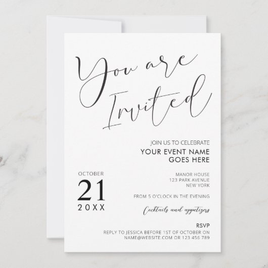 Minimale zwarte witte scriptpagina voor Logo Kaart (Voorkant)