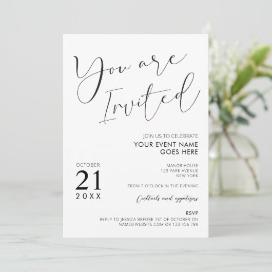 Minimale zwarte witte scriptpagina voor Logo Kaart (Staand voorkant)