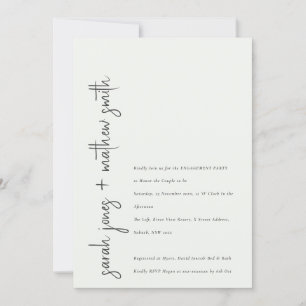 Minimale zwarte witte scripttypografie engagement kaart