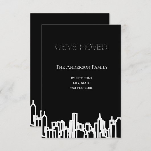 Minimale zwarte witte skyline die we verplaatst he aankondiging (Voorkant / Achterkant)