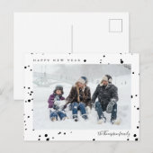 Minimale zwarte witte sneeuw Foto Happy Nieuwjaar  Briefkaart (Voorkant / Achterkant)