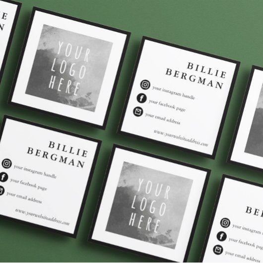 Minimale zwarte witte sociale media Uw Logo Vierkante Visitekaartje