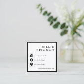 Minimale zwarte witte sociale media Uw Logo Vierkante Visitekaartje (Staand voorkant)