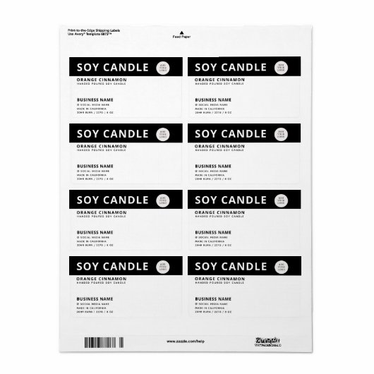 Minimale zwarte witte sojakandel voor logo etiket (Full Sheet)