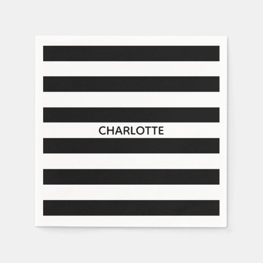 Minimale zwarte witte strepen, aangepaste naam sti servet (Voorkant)