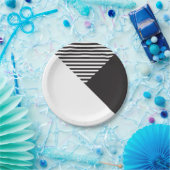 Minimale zwarte witte strepen papieren bordje (Feest)