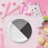 Minimale zwarte witte strepen papieren bordje (Feest)