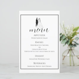 Minimale Zwarte Witte Trouwmenu Kaart