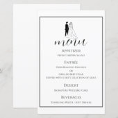 Minimale Zwarte Witte Trouwmenu Kaart (Voorkant / Achterkant)