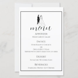 Minimale Zwarte Witte Trouwmenu Kaart