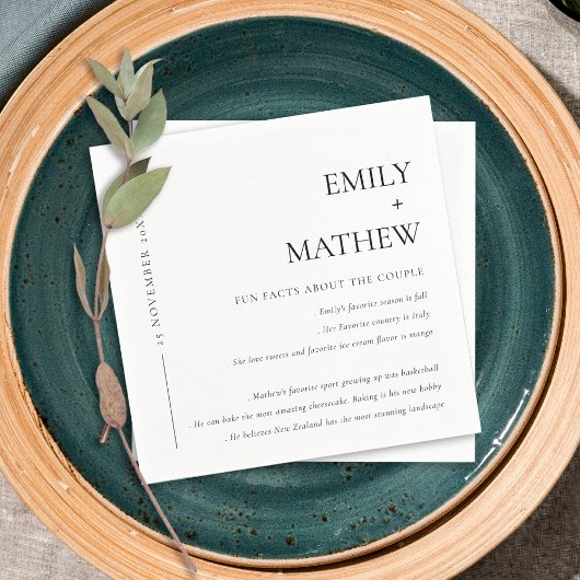 Minimale zwarte & witte Typografie Fun Facts Servet