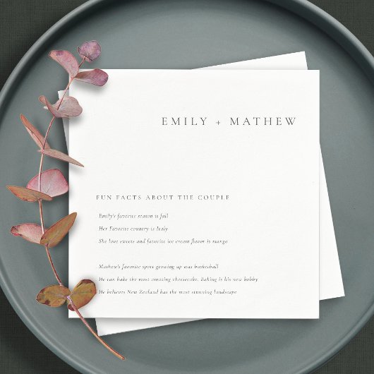 Minimale zwarte & witte Typografie Fun Facts Servet