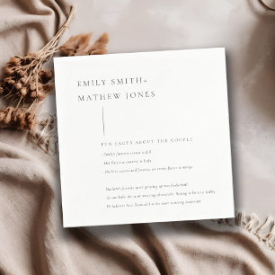 Minimale zwarte & witte Typografie Fun Facts Servet