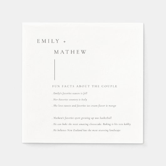 Minimale zwarte & witte Typografie Fun Facts Servet (Voorkant)