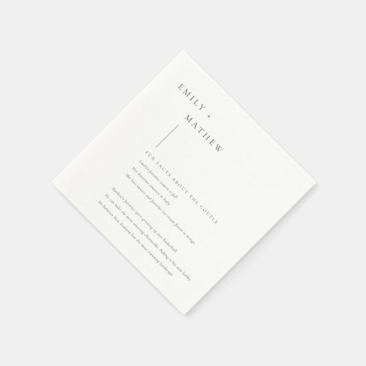 Minimale zwarte & witte Typografie Fun Facts Servet (Hoek)
