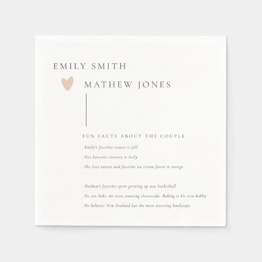 Minimale zwarte witte Typografie Roze hartslag Fei Servet (Voorkant)