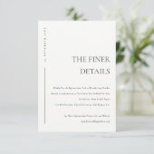 MINIMALE ZWARTE WITTE TYPOGRAFIE TROUW DETAILS INFORMATIEKAARTJE (Staand voorkant)