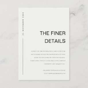 MINIMALE ZWARTE WITTE TYPOGRAFIE TROUW DETAILS INFORMATIEKAARTJE